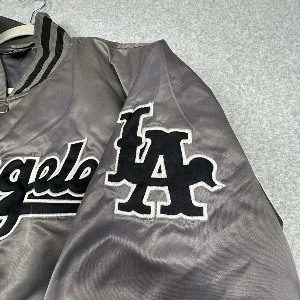 Pro Champ LOS ANGELES Satin Spirit Bomber Jacket Gray‎ XL Insulated Varsity